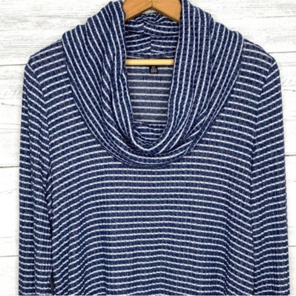 Lucky Brand Cowl Neck Sweater Blue and White Small